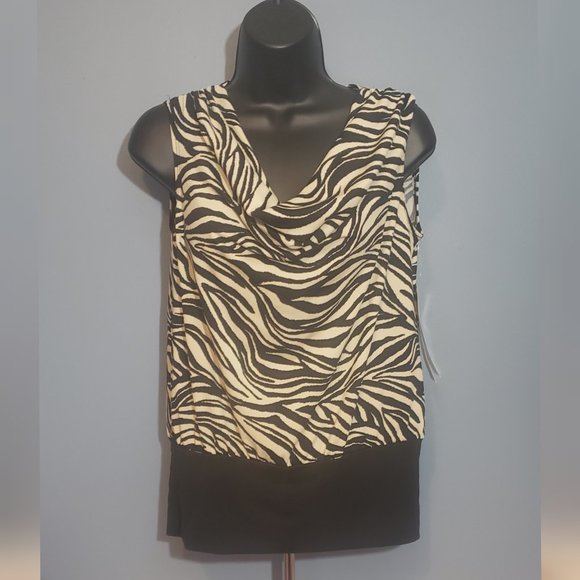 💜$5💜NWT HAYLEY MATTHEWS Zebra Print Blouse- Size Small - Picture 1 of 4